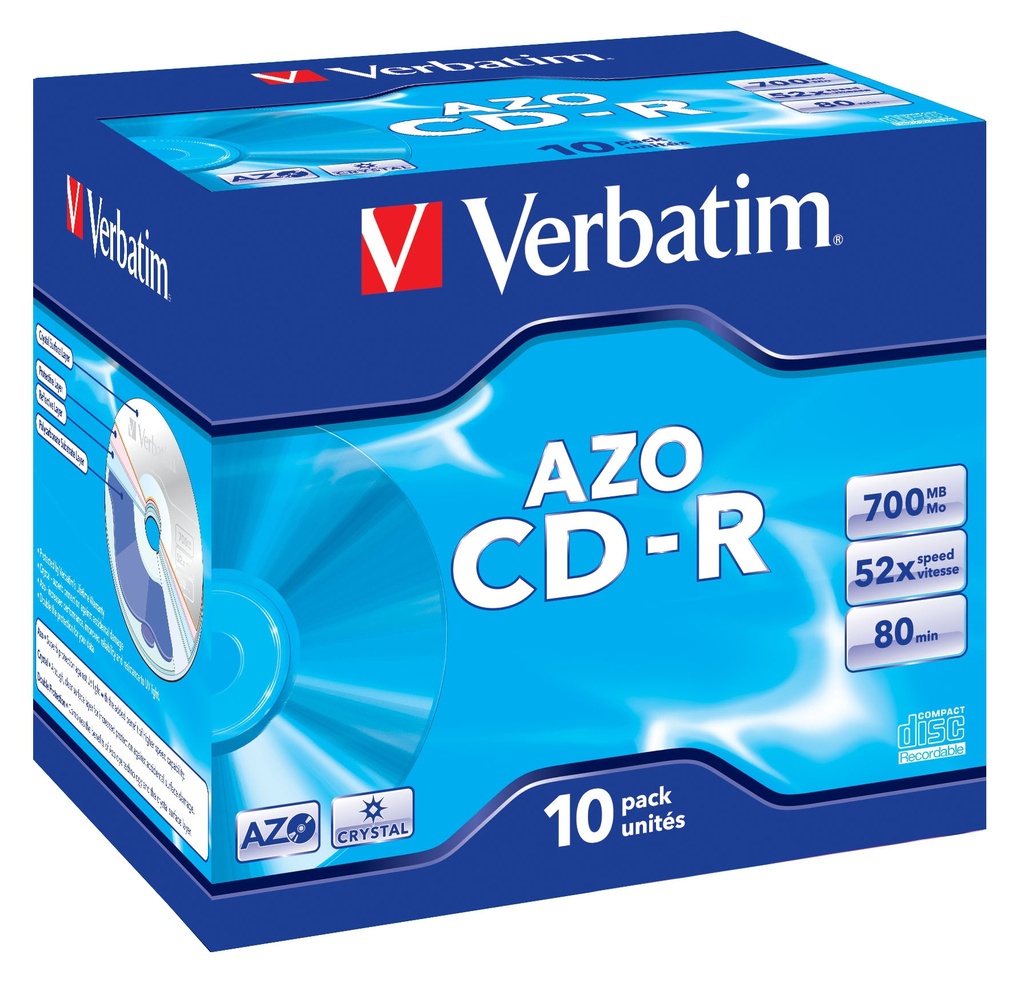 Verbatim CD-R AZO Crystal 700 MB 52x 10 stuk(s)