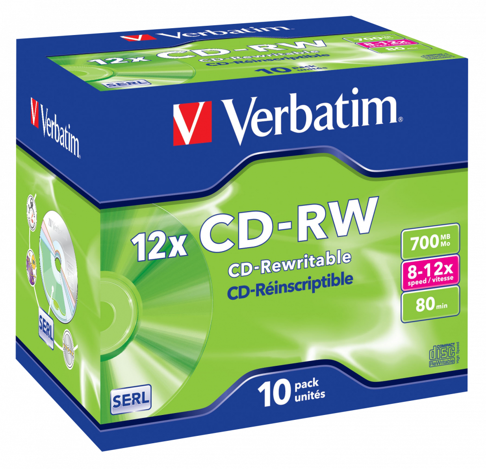 [225076440017] Verbatim CD-RW 12x 700 MB 10 stuk(s)