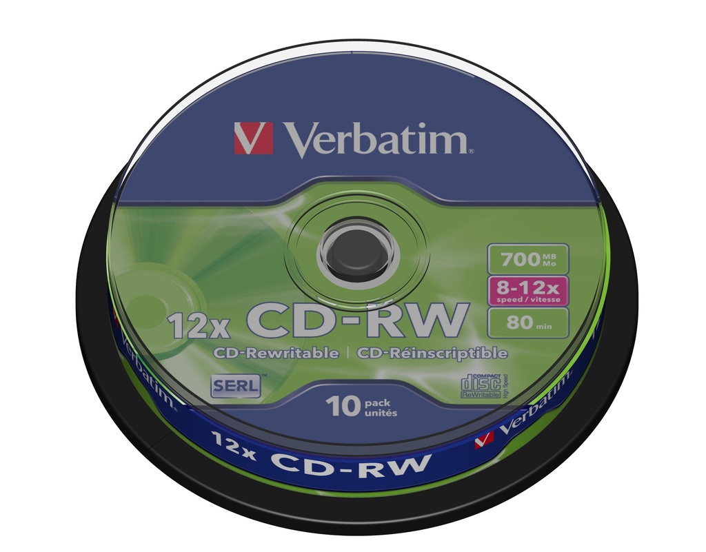 [225076440037] Verbatim CD-RW 12x 700 MB 10 stuk(s)