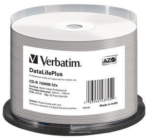 [225076440059] Verbatim CD-R 52x DataLifePlus 700 MB 50 stuk(s)