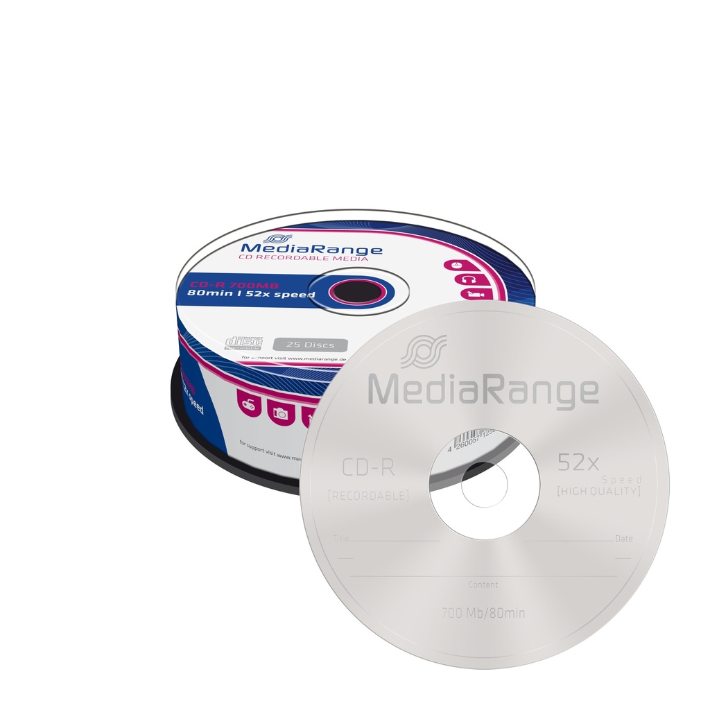 [225604440001] MediaRange MR201 CD-R 700 MB 52x 25 stuk(s)