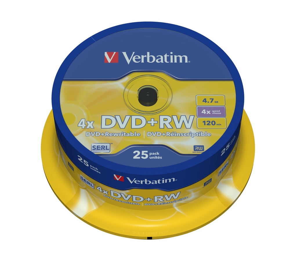 [230076440082] Verbatim DVD+RW Matt Silver 4,7 GB 25 stuk(s)