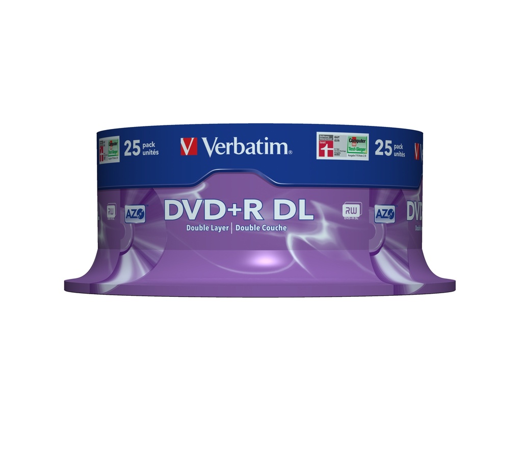 [230076440113] Verbatim DVD+R Double Layer 8x Matt Silver 25pk Spindle 8,5 GB DVD+R DL 25 stuk(s)