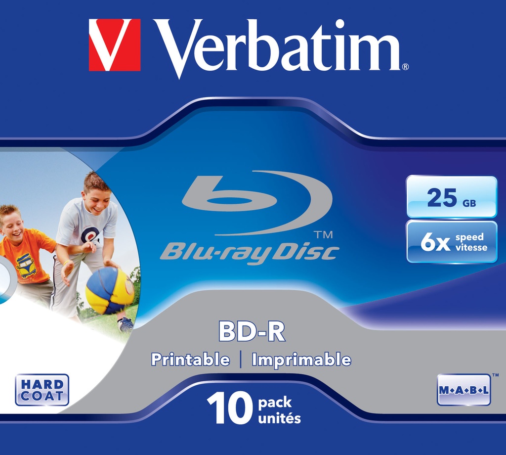 [230076440114] Verbatim BD-R SL 25GB 6x Printable 10 Pack Jewel Case 10 stuk(s)