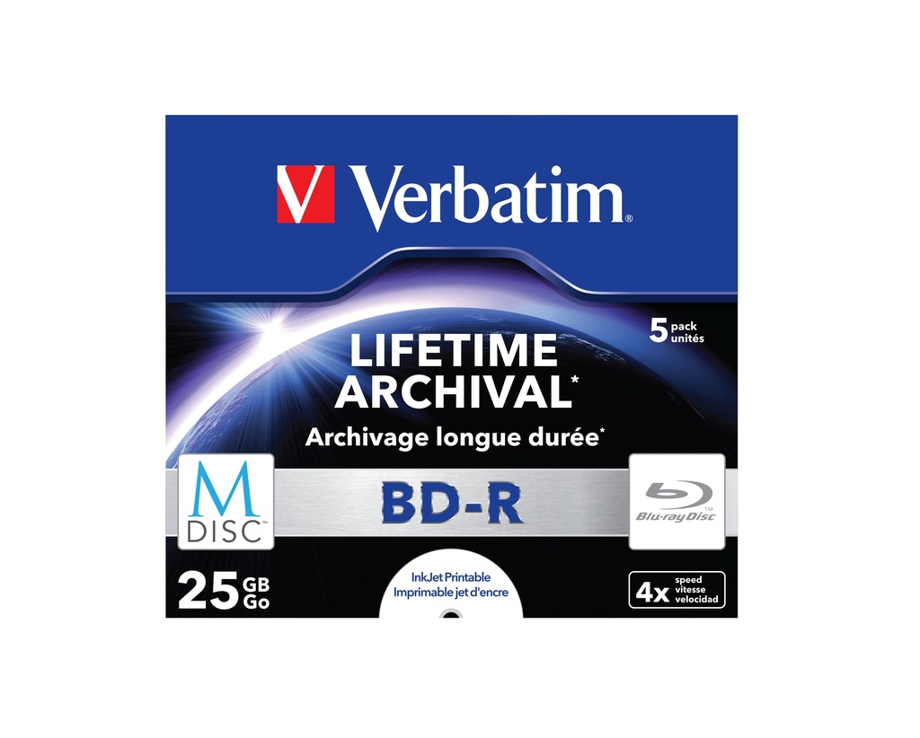 [230076440137] Verbatim M-Disc 4x BD-R 25 GB 5 stuk(s)