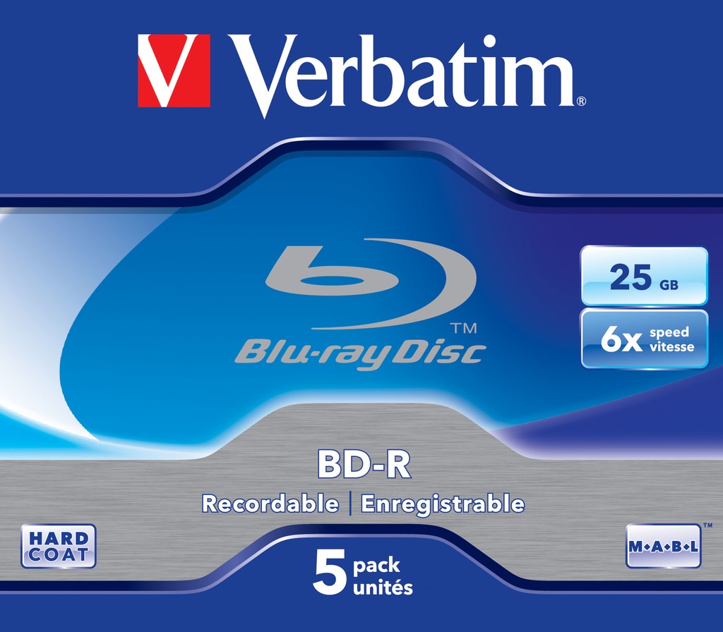 [230076440148] Verbatim 43715 Lees/schrijf blu-ray disc BD-R 25 GB 5 stuk(s)