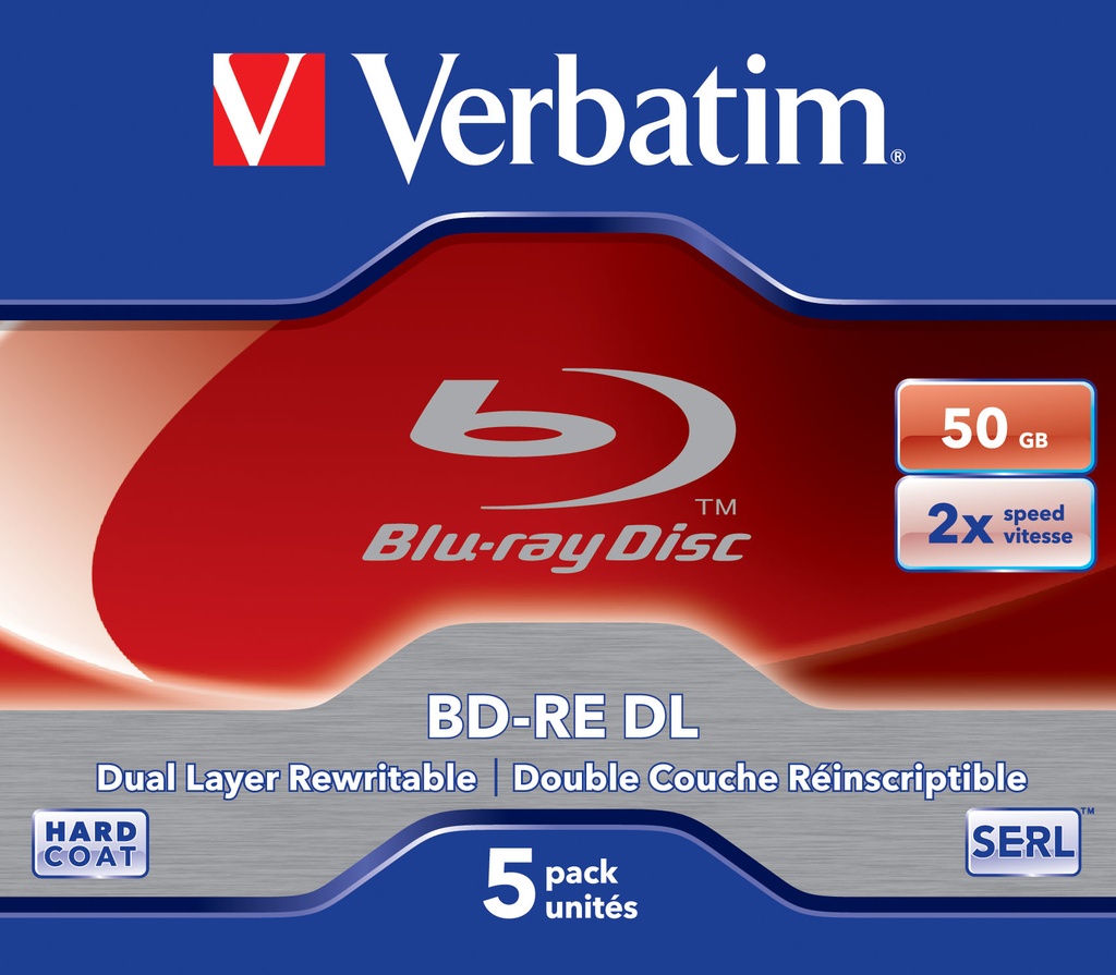 [230076440152] Verbatim BD-RE DL 50GB 2 x 5 Pack Jewel Case 5 stuk(s)