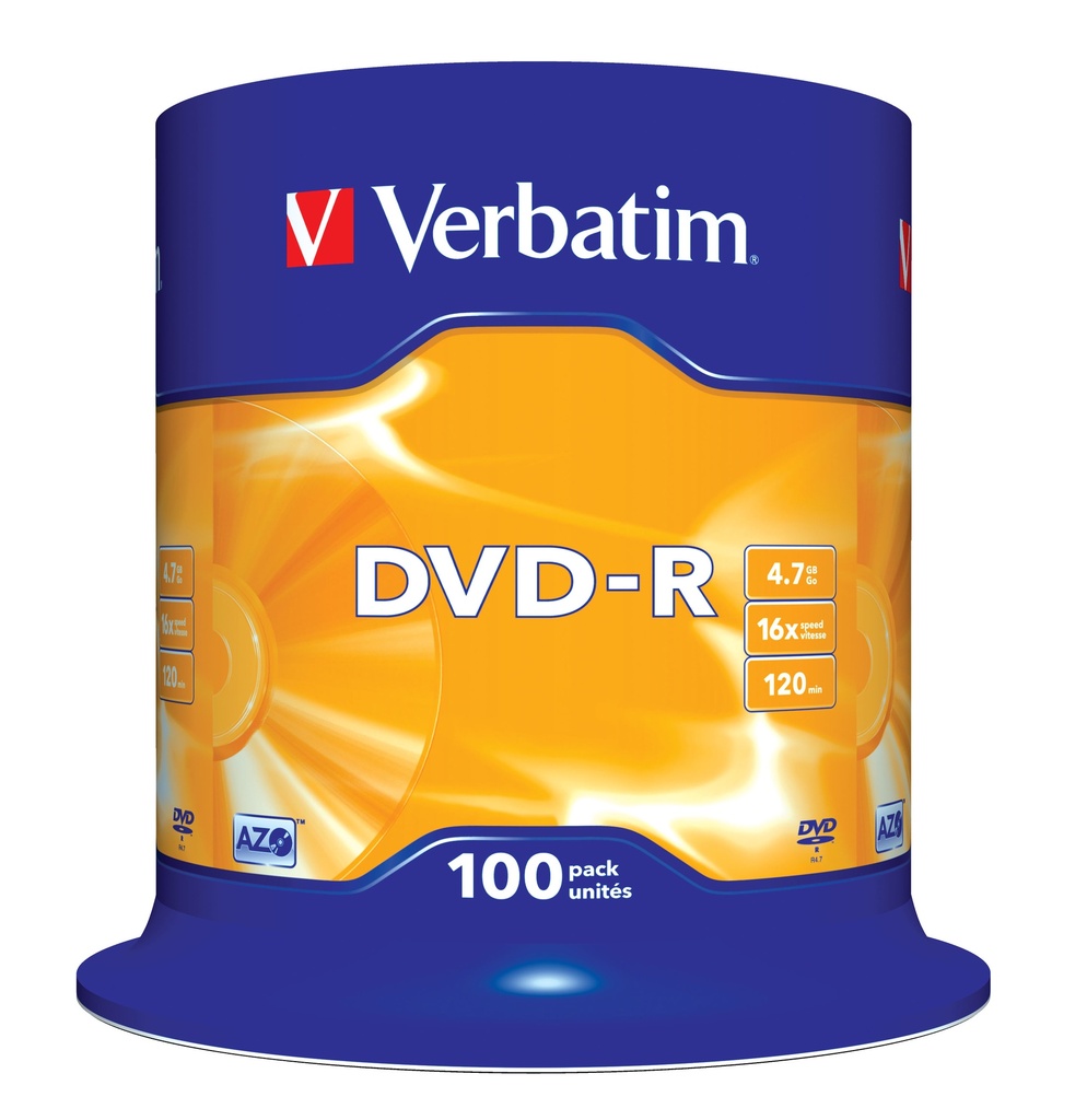 [230076440158] Verbatim DVD-R Matt Silver 4,7 GB 100 stuk(s)