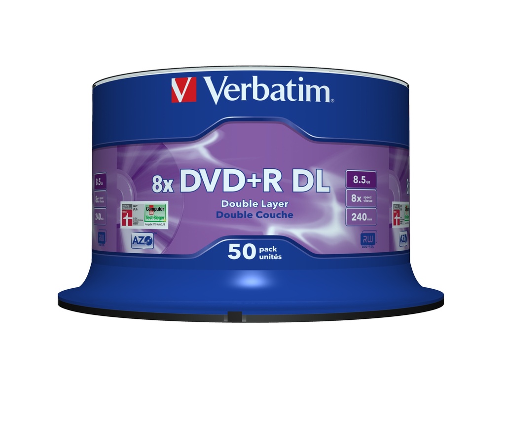 [230076440165] Verbatim DVD+R Double Layer 8x Matt Silver 50pk Spindle 8,5 GB DVD+R DL 50 stuk(s)