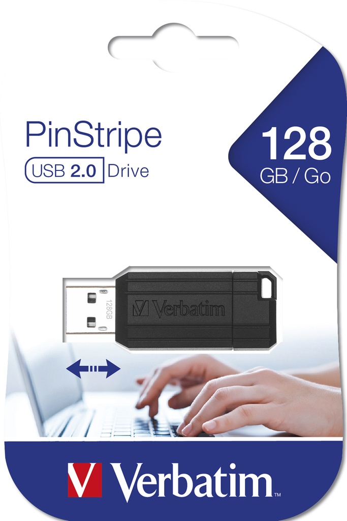 [240076440074] Verbatim PinStripe - USB-Stick128 GB - Zwart
