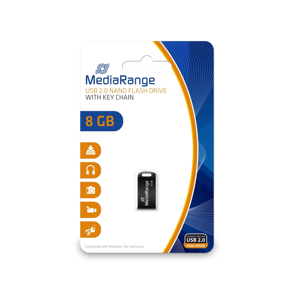 [240604440017] MediaRange MR920 USB flash drive 8 GB USB Type-A 2.0 Zwart