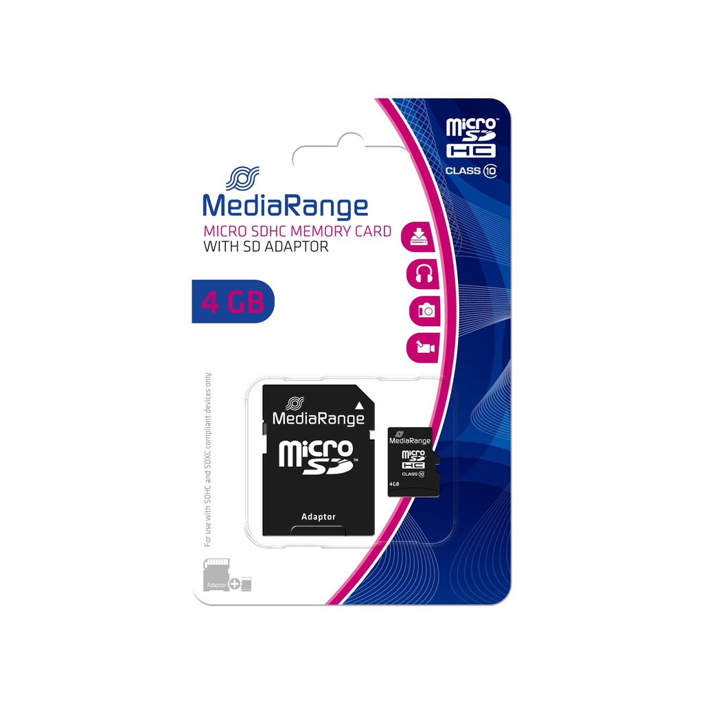 MediaRange MR956 flashgeheugen 4 GB MicroSDHC Klasse 10