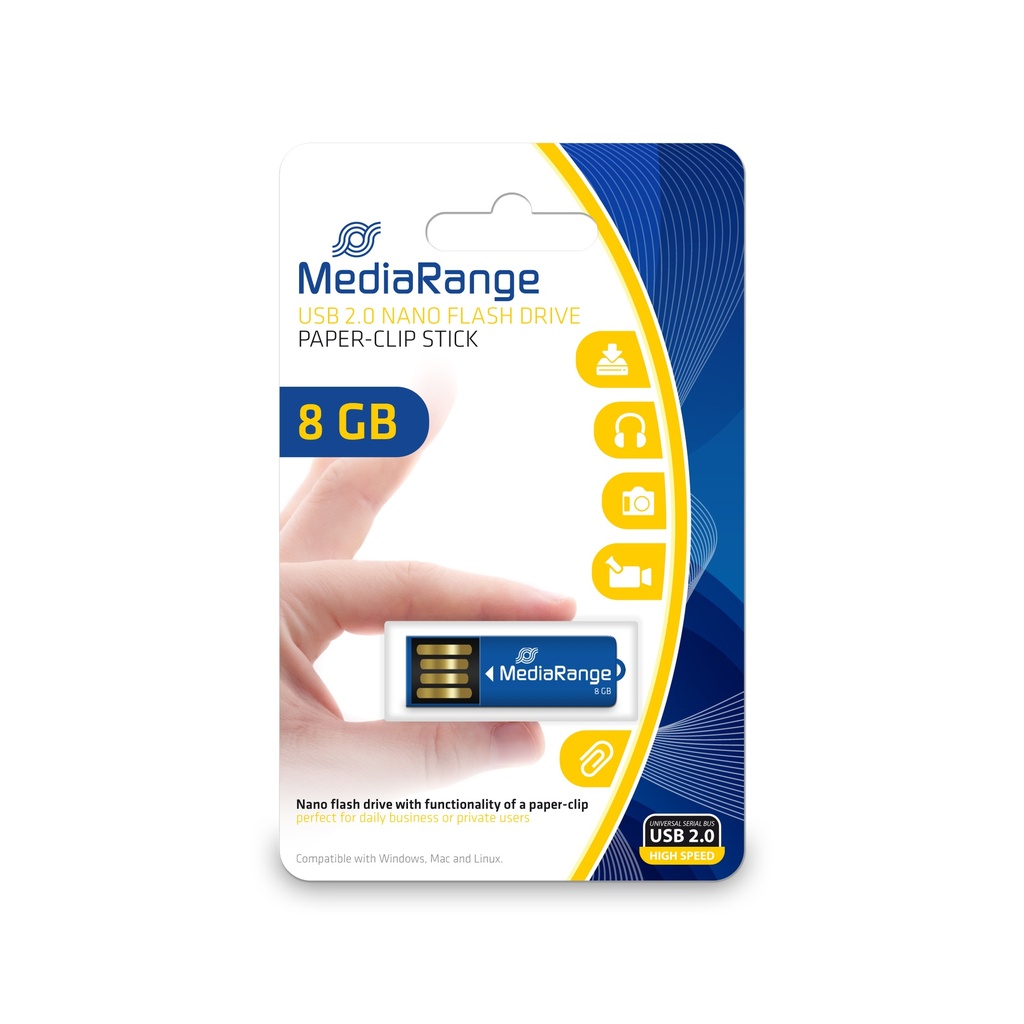 [240604440040] MediaRange MR975 USB flash drive 8 GB USB Type-A 2.0 Blauw
