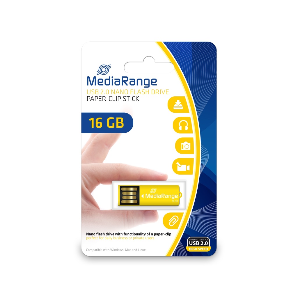 MediaRange MR976 USB flash drive 16 GB USB Type-A 2.0 Geel