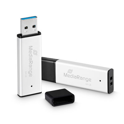 [240604440068] MediaRange MR1901 USB flash drive 64 GB USB Type-A 3.2 Gen 1 (3.1 Gen 1) Zwart, Zilver