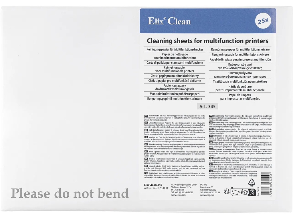 [320576990005] ELIX CLEAN 345025 ELIX CLEAN cleaning sheet 25sheet