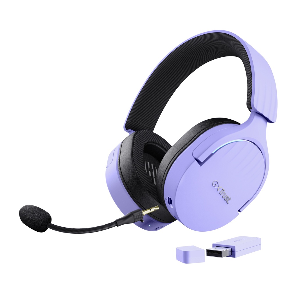 [410545440753] Trust GXT 491P FAYZO Headset Bedraad en draadloos Hoofdband Gamen USB Type-A Bluetooth Zwart, Paars