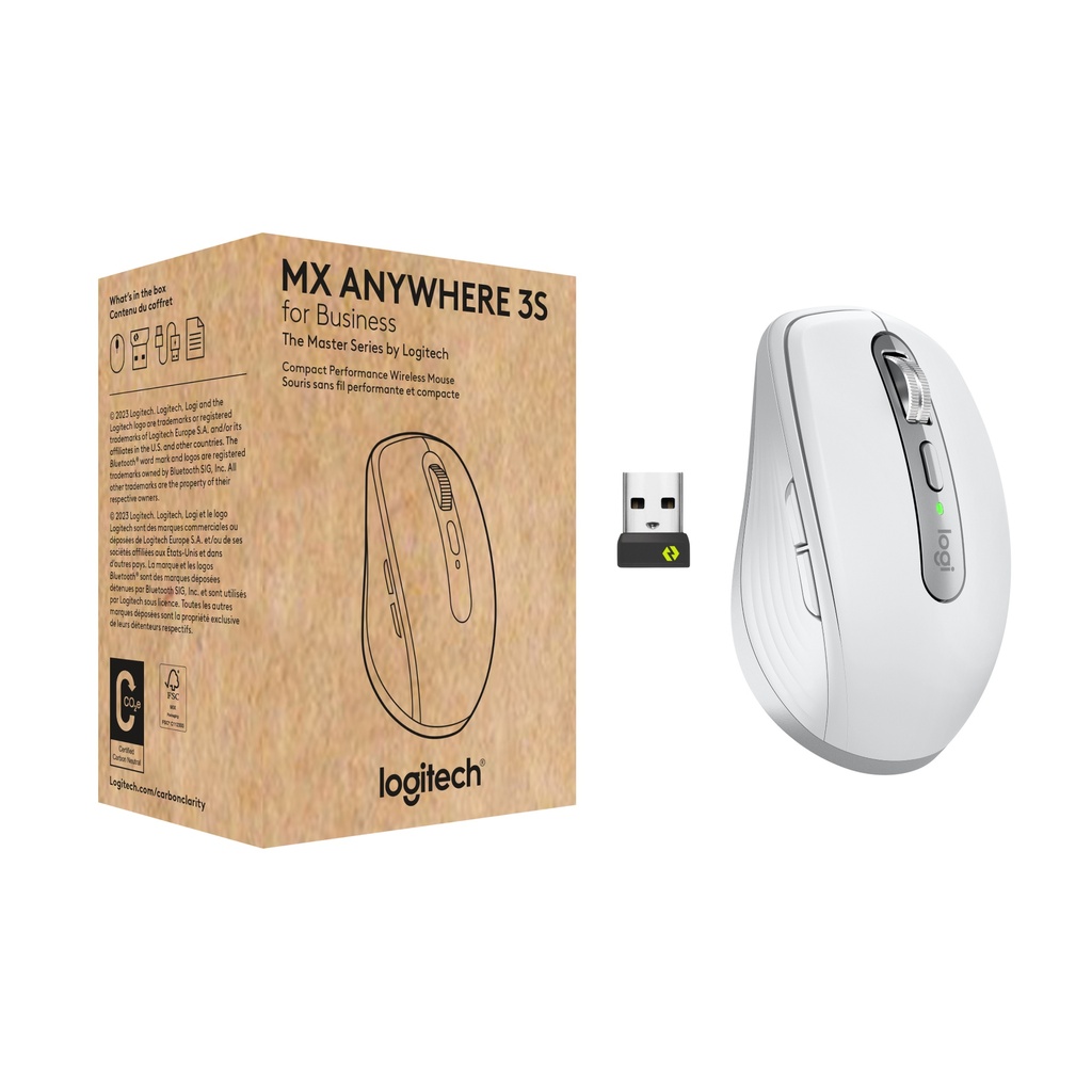 [410596440316] Logitech MX Anywhere 3S for Business muis Kantoor Rechtshandig RF-draadloos + Bluetooth Laser 8000 DPI