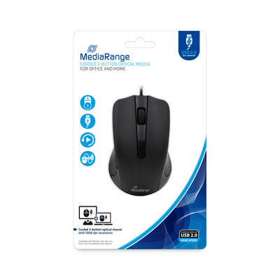 MediaRange MROS210 muis Kantoor Rechtshandig USB Type-A Optisch 1000 DPI