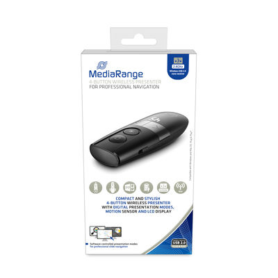 [410604440057] MediaRange MROS222 Draadloze presenter RF Zwart, Zilver