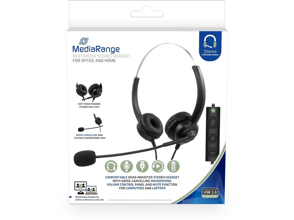 [410604440064] MEDIARANGE MEDIARANGE PC STEREO USB HEADSET