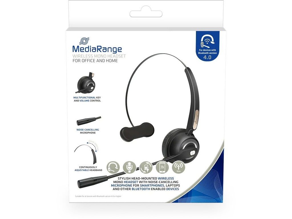 [410604440065] MEDIARANGE MEDIARANGE PC MONO HEADSET BLACK