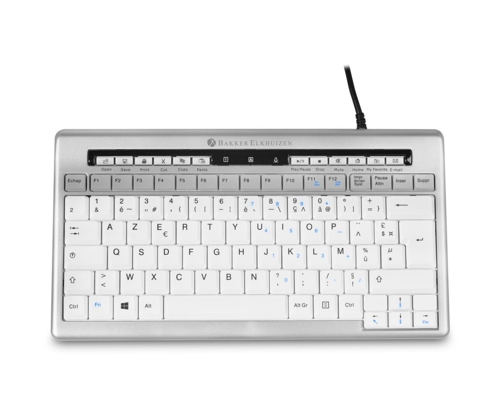 BakkerElkhuizen S-board 840 toetsenbord Kantoor USB AZERTY Frans Licht Grijs, Wit