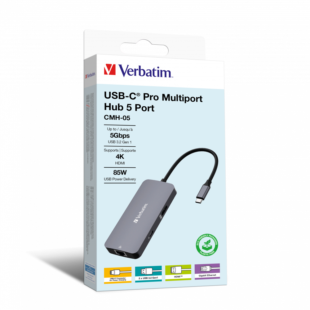 [415076440016] Verbatim USB-C Pro multipoort-hub CMH-05: 5 poorten