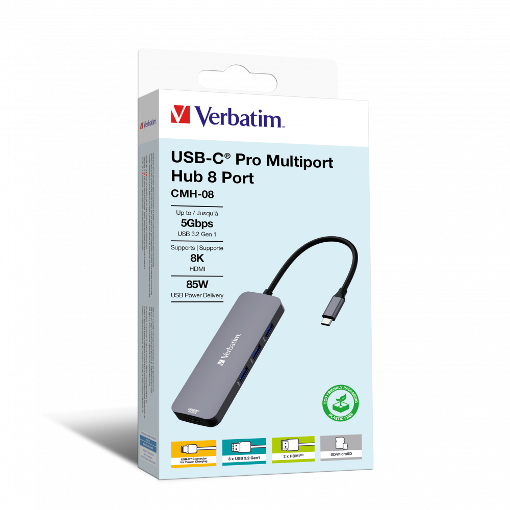 [415076440017] Verbatim CMH-08 USB Type-C 5000 Mbit/s Zilver