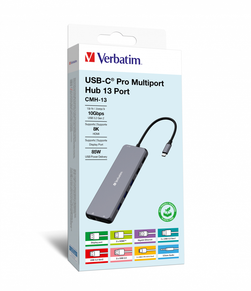 [415076440019] Verbatim USB-C Pro multipoort-hub CMH-13: 13 poorten