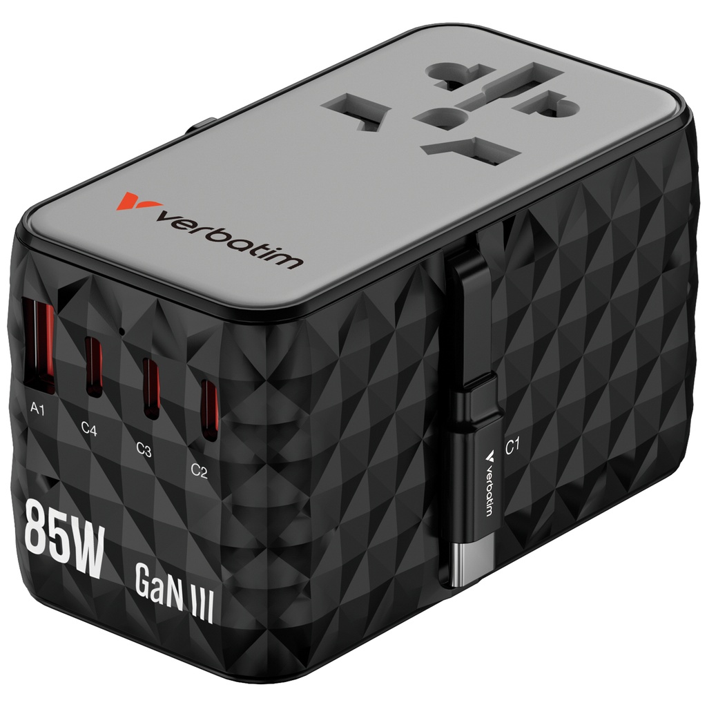 Verbatim Charge 'n' Travel GaN III universele reisadapter 85W