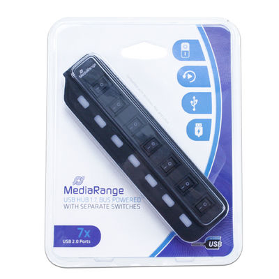 MediaRange MRCS504 interface hub 480 Mbit/s Zwart