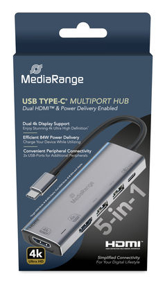 [415604440010] MediaRange MRCS511 interface hub USB Type-C 480 Mbit/s Zilver