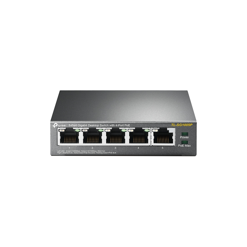 [415748440008] TP-Link TL-SG1005P Unmanaged Gigabit Ethernet (10/100/1000) Power over Ethernet (PoE) Zwart