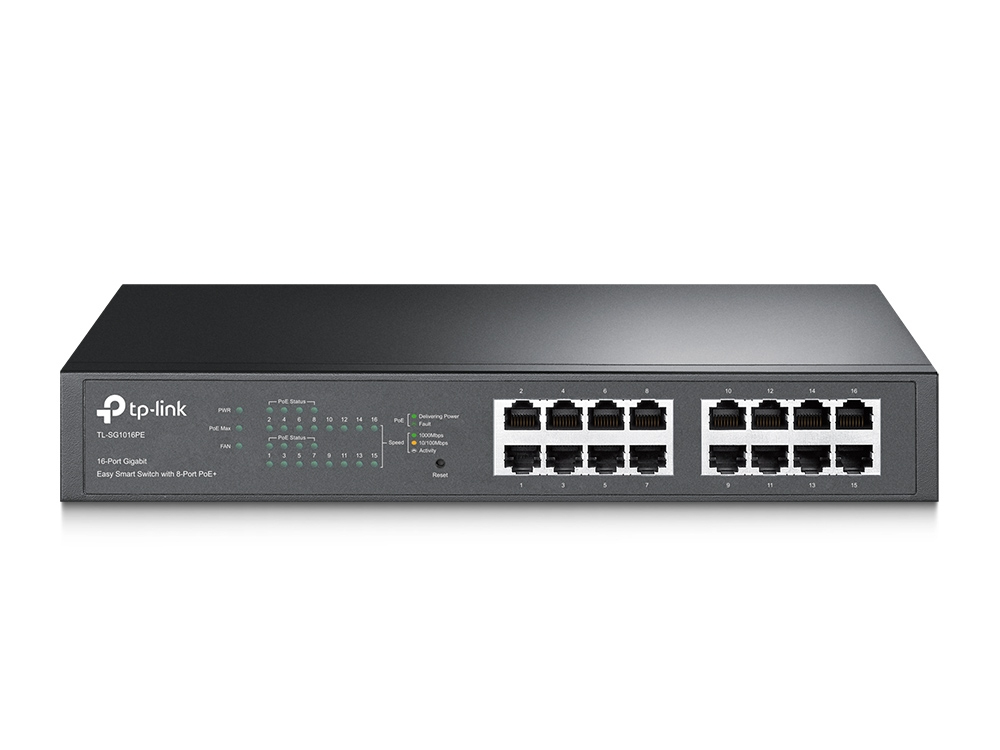 [415748440020] TP-Link TL-SG1016PE Managed L2 Gigabit Ethernet (10/100/1000) Power over Ethernet (PoE) 1U Zwart