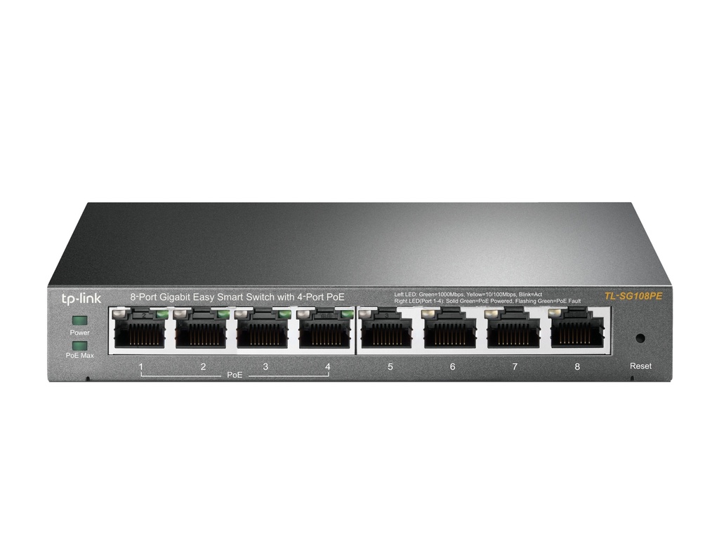 [415748440026] TP-Link TL-SG108PE Managed L2 Gigabit Ethernet (10/100/1000) Power over Ethernet (PoE) Zwart