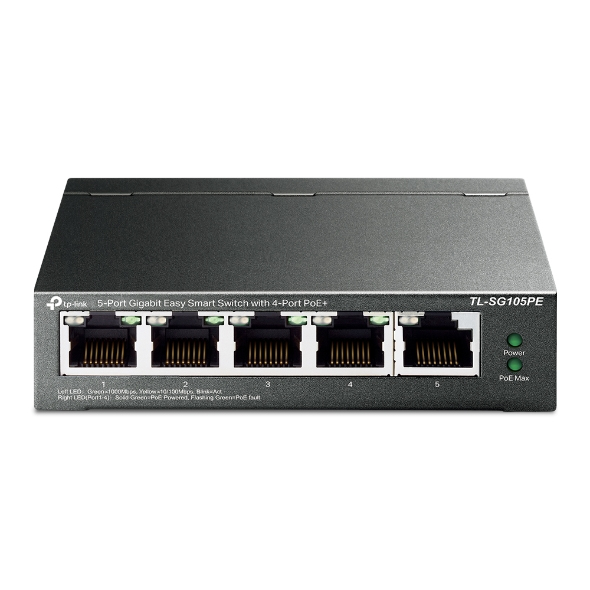 [415748440106] TP-Link TL-SG105PE netwerk-switch Managed L2 Gigabit Ethernet (10/100/1000) Power over Ethernet (PoE) Zwart