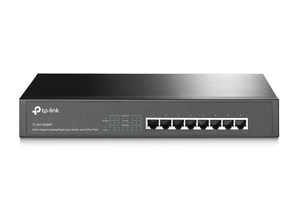 [415748440120] TP-Link TL-SG1008MP Unmanaged Gigabit Ethernet (10/100/1000) Power over Ethernet (PoE) 1U Zwart