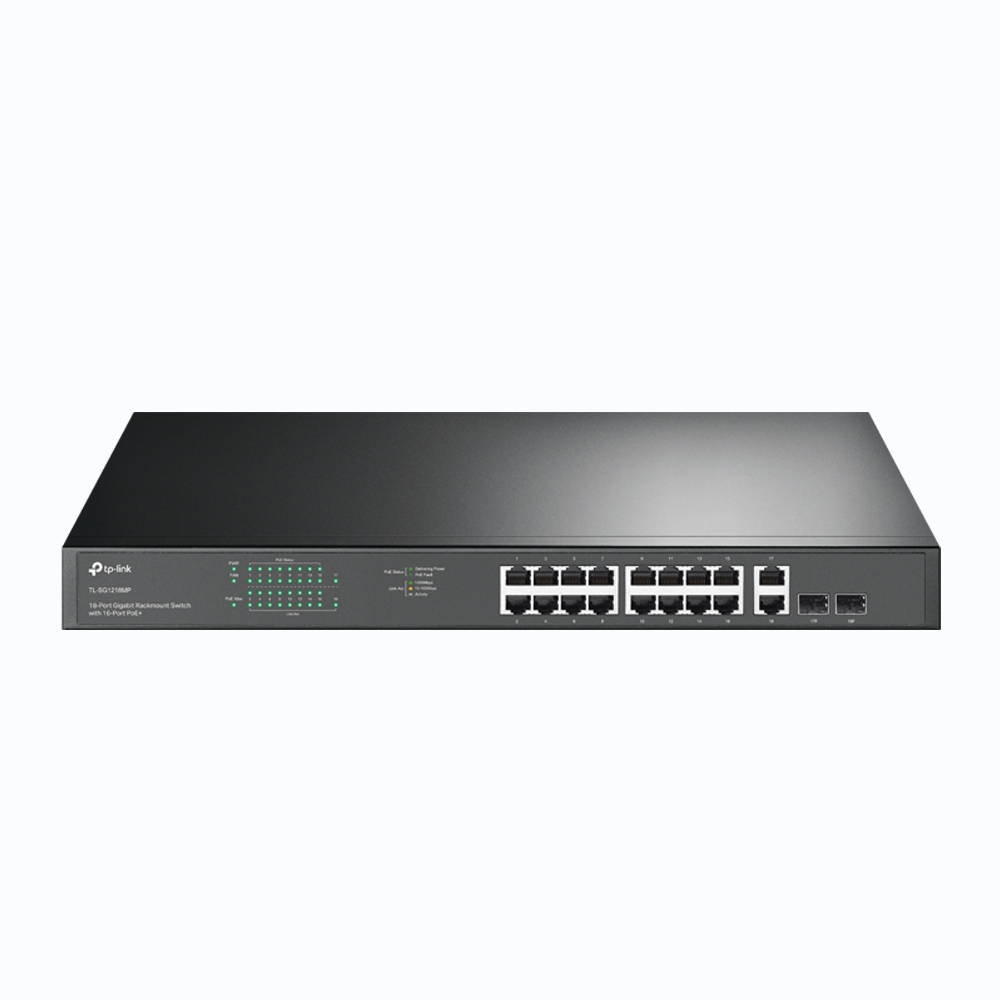 [415748440121] TP-Link TL-SG1218MP netwerk-switch Unmanaged Gigabit Ethernet (10/100/1000) Power over Ethernet (PoE) 1U Zwart