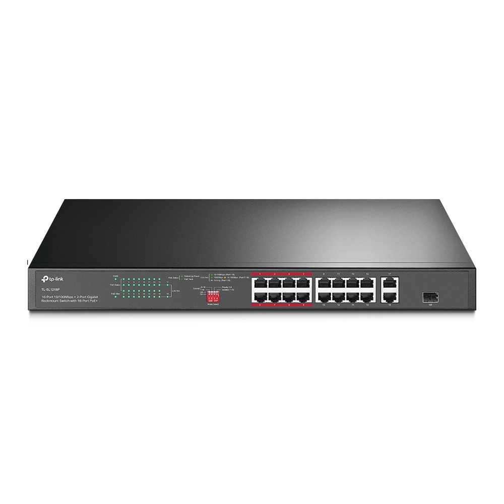 [415748440123] TP-Link TL-SL1218P netwerk-switch Unmanaged Gigabit Ethernet (10/100/1000) Power over Ethernet (PoE) 1U Zwart