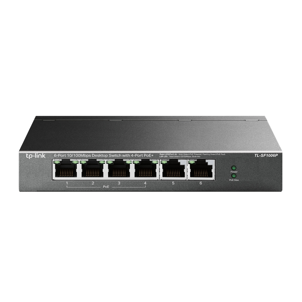 [415748440124] TP-Link TL-SF1006P netwerk-switch Unmanaged Fast Ethernet (10/100) Power over Ethernet (PoE) Zwart