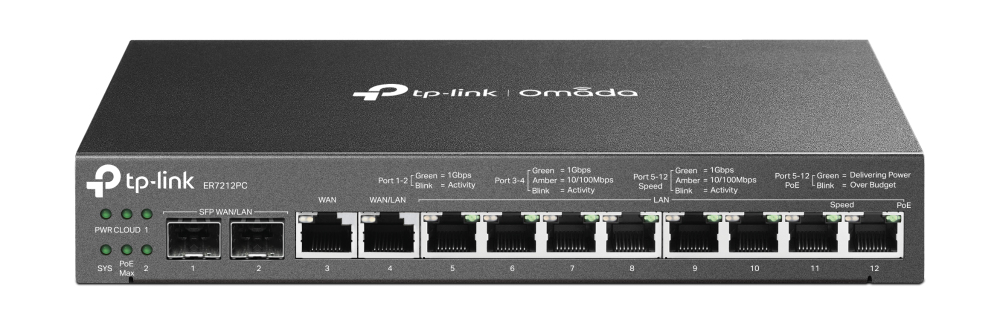 [415748440214] TP-Link Omada ER7212PC bedrade router Gigabit Ethernet Zwart