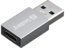 Sandberg 136-46 tussenstuk voor kabels USB-A USB-C Aluminium