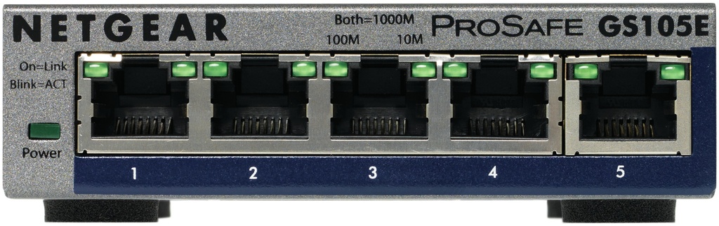 [415853440018] NETGEAR ProSAFE Unmanaged Plus Switch - GS105E - 5 Gigabit Ethernet poorten