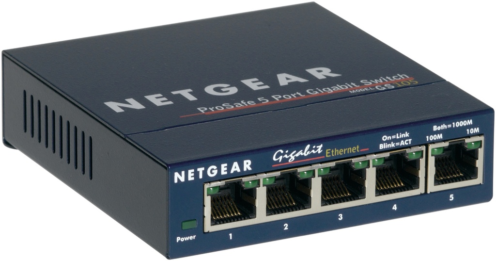 [415853440019] NETGEAR ProSAFE Unmanaged Switch - GS105 - Desktop - 5 Gigabit Ethernet poorten 10/100/1000 Mbps