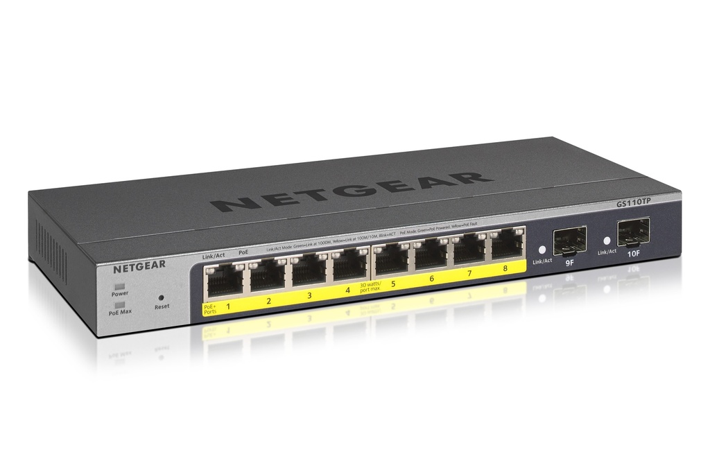 [415853440025] NETGEAR GS110TP Managed L2/L3/L4 Gigabit Ethernet (10/100/1000) Power over Ethernet (PoE) Grijs
