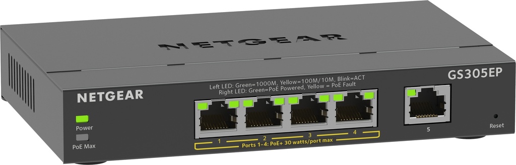 [415853440031] NETGEAR 5-Port Gigabit Ethernet PoE+ Plus Switch (GS305EP)