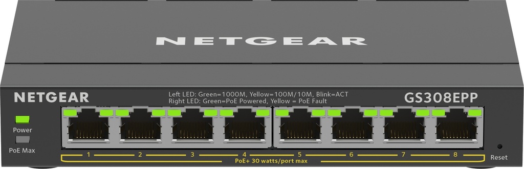 [415853440039] NETGEAR 8-Port Gigabit Ethernet High-Power PoE+ Plus Switch (GS308EPP)