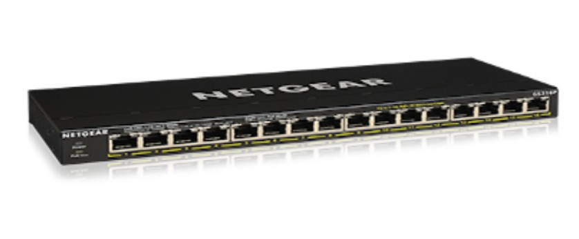 [415853440043] NETGEAR GS316P Unmanaged Gigabit Ethernet (10/100/1000) Power over Ethernet (PoE) Zwart