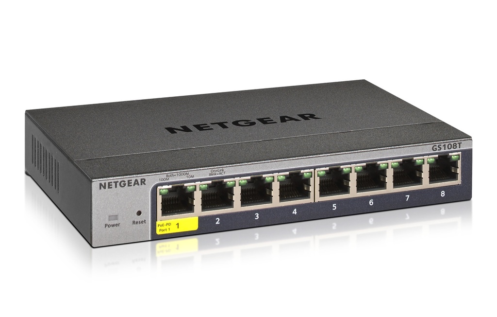 [415853440058] NETGEAR GS108Tv3 Managed L2 Gigabit Ethernet (10/100/1000) Grijs